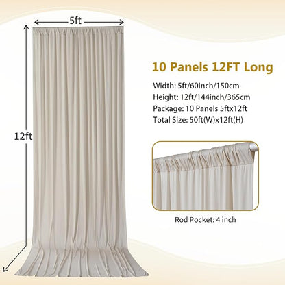 50×12ft Wrinkle Free Beige Backdrop Curtain - Image 4