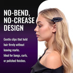 ERGO No-Crease Hair Clips – 4 Pcs Heat-Resistant Crimpless Clips for Hair Styling, Sectioning, Makeup | No Bend Clips for Women, Curls, Bangs, Salon Use