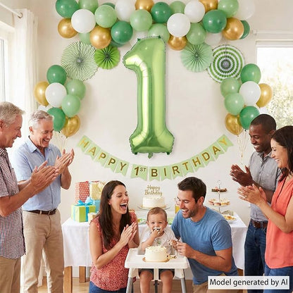 Light Green Number 1 Balloon 40 Inch, Shiny Foil Numeral Party Supplies | - Image 7