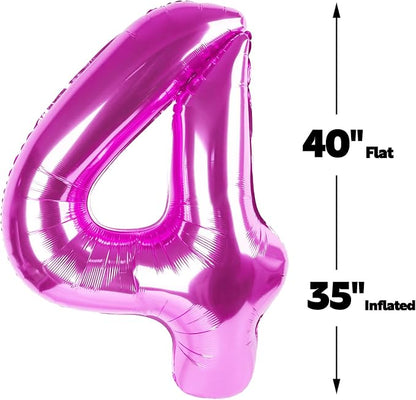 Rosy Purple Number 4 Balloon 40 inch, 4th Birthday Party Balloons Decoration | - Image 3