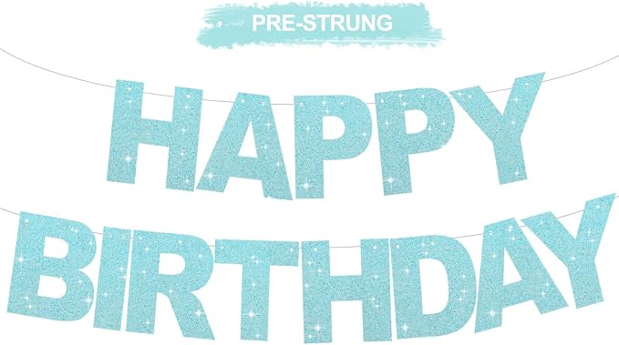 BEISHIDA Pre-Strung Light Blue Happy Birthday Banner Party Sign Decoration | by Beishida