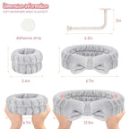 Face Wash Set - Microfiber Headband, Wristbands with Holder for Comfortable Facial Cleansing
