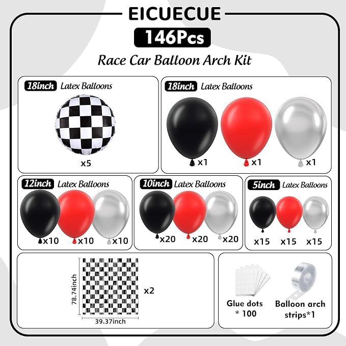 Race Car Balloon Arch Kit -Race Car Birthday Party Streamers Backdrops - Image 2