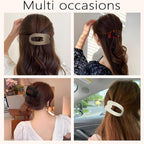 4 PCS Flat Hair Clips, Strong Hold Hair Clips for Thick Thin Hair, Stylish Classic Hair Barrettes, Large Flat Claw Clips for Women Girls (Mixing)