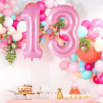 Pink Number 13 Balloon, 40 Inch Big Large Foil Helium Number Balloons, Giant - Image 2