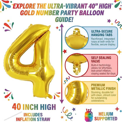 40 Inch Gold Number 14 Foil Balloon - Image 2