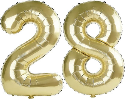 40 Inch Number 28 Balloons for 28th Birthday Party Decorations, 0-100 Champagne by FOBELEC