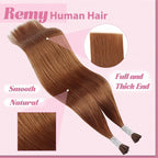 YoungSee I Tip Hair Extensions Copper 14 Inch I Tip Extensions Human Hair Copper 40s 25g Itips Extension Real Human Hair Colored Short-Hair Pre Bonded Extension for Party