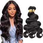 Color 1B Bundles Human Hair Natural Color Body Wave Bundles Same Length 3 Bundles 16 16 16 Inch Unprocessed Brazilian Virgin Remy Hair Extensions 100g/Pc
