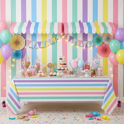 Boao 4 Pack Pastel Circus Awning Decoration Macaron 3D Stripe Cardboard Awning - Image 5