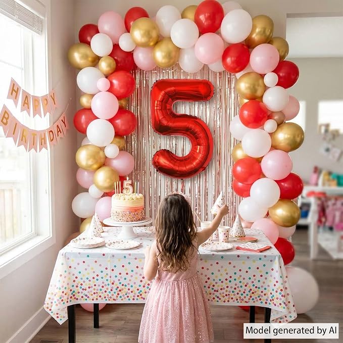 Red Number 5 Balloon 40 Inch, Foil Numeral - Image 7