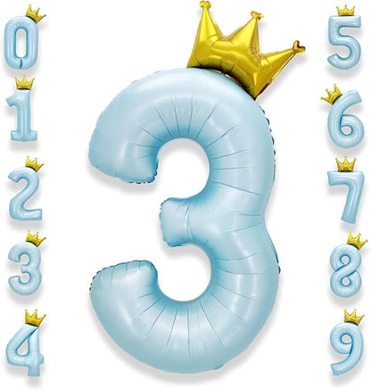 AULE 40 Inch Big Light Blue 3 Balloon Number by AULE