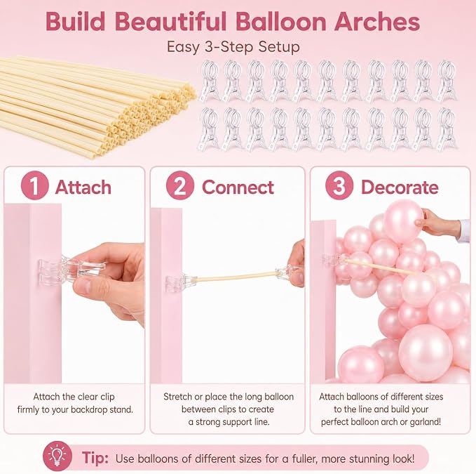 20 Pack Balloon Arch Clips and Rubber Bands - Image 3