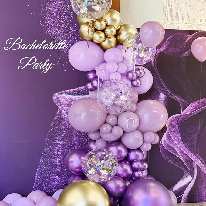 MEBAY Purple and Gold Balloons Arch Kit - Image 5