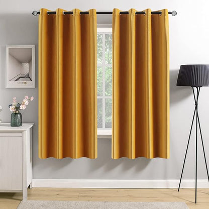 MIULEE Velvet Curtains Mustard Yellow 52 x 63 Inch Length Set of 2 | Grommet by MIULEE