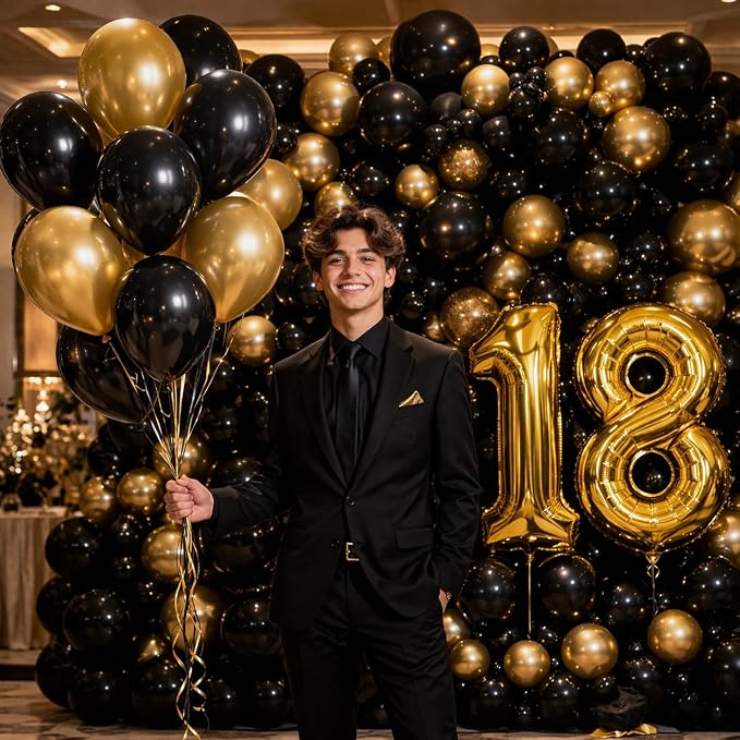Black Balloons 100 Pack, 12 Inch Round Latex Party Balloons - Image 3