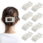 8 Pack Flat Hair Clips for Women – Sleek Non-Slip Claw Clips with Strong Hold, Minimalist Hair Accessories for Bridal, Office, or Everyday Wear (Glossy White)