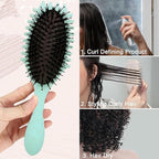 Curly Defining Brush, Curly Hair Styling Brushes Detangler Soft Bristle Hair Brush 1-Pack (Light Green)