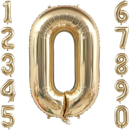 White Gold Number 0 Balloon 40 Inch, Champagne Foil Digit Decoration | Sand by Unknown