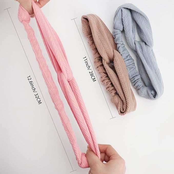 Elastic Knotted Headbands for Women Wheat Pattern Cloth Head Hair Bands for Women's Hair Non Slip Boho Wrap Twisted Hair Accessories