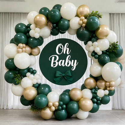 143pcs Emerald Green White Gold Balloon Garland Arch Kit Dark Green White Gold - Image 4