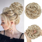 CJL HAIR Large Messy Bun Hair Piece Wavy Curly Scrunchies Synthetic Chignon Ponytail Hair Extensions Thick Updo Hairpieces for Women Sunny Blonde