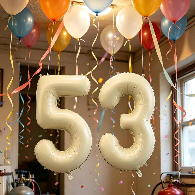 10 Pcs Number Balloons 32 Inch Cream White 0-9 Number Mylar Foil Balloons Cream - Image 6
