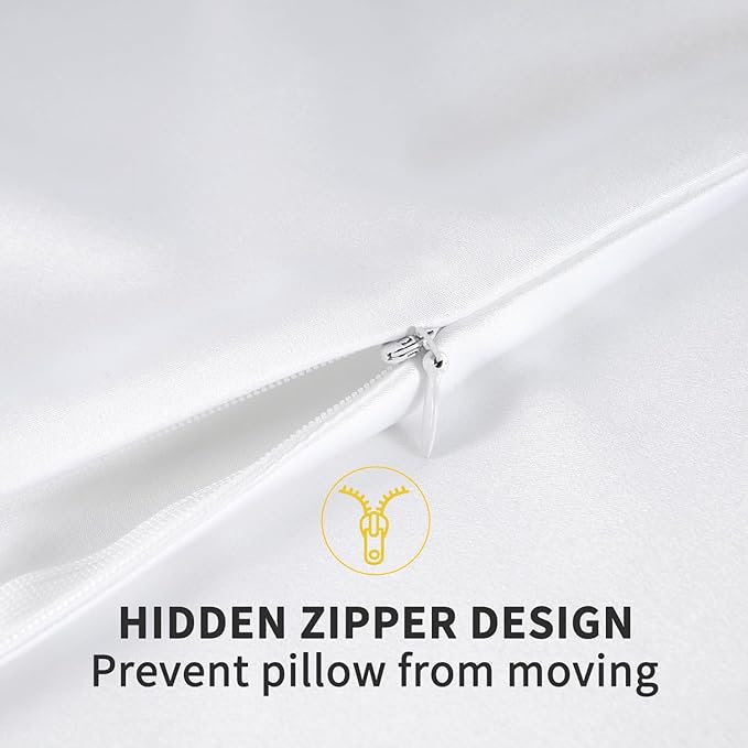 ZIMASILK 100% Pure Mulberry Silk Pillowcase for Hair and Skin Health,Soft and Smooth,Both Sides Premium Grade 6A Silk,600 Thread Count,with Hidden Zipper,1pc (King 20''x36'',White)