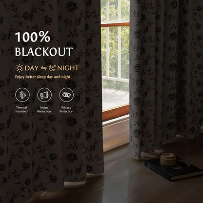 Beauoop Floral 100% Blackout Curtains - Image 2