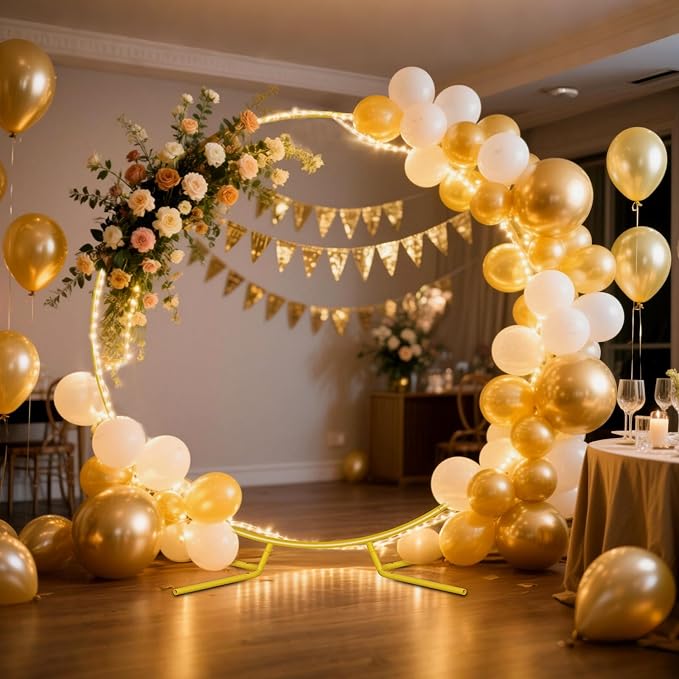 Nisoger 7.2FT Round Backdrop Stand, Circle Gold Balloon Wedding Arch Frame | - Image 8