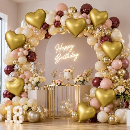 TONIFUL 15 Pack 18 Inch Matte Gold Heart Foil Balloons – Metallic Mylar Heart - Image 5