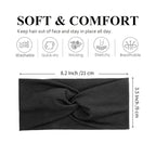 Tobeffect Black Headbands for Women Non Slip Turban Headband Boho Elastic Head Band Hair Accessories (Black Grace)