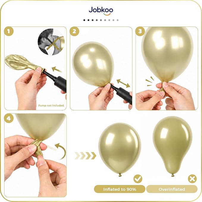 Jobkoo Metallic Gold Balloons, 12 Inch Chrome Light Gold Latex Balloon | - Image 5