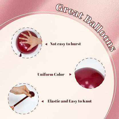 60pcs 12inch Burgundy and Gold Balloons - Image 3