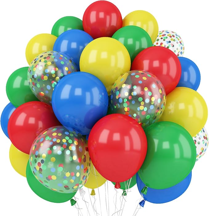 Red Blue Yellow Green Balloon Set, 12 Inch Carnival Circus Party Balloon Red by TAOYE