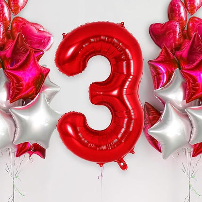 Red Number 13 Balloons, 40 Inch Big Large Foil Number Balloons, Jumbo Giant - Image 4
