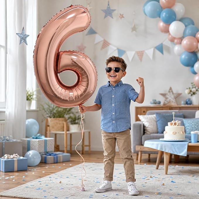 40 Inch Rose Gold Number 6 Balloon, Giant Number Balloons, Birthday Decor | - Image 4