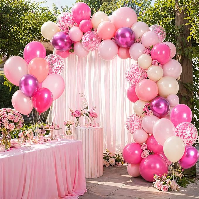 Shades of Pink Balloons 12 Inch, Hot Pearl Light Pastel Baby Dark Bright Pink - Image 6