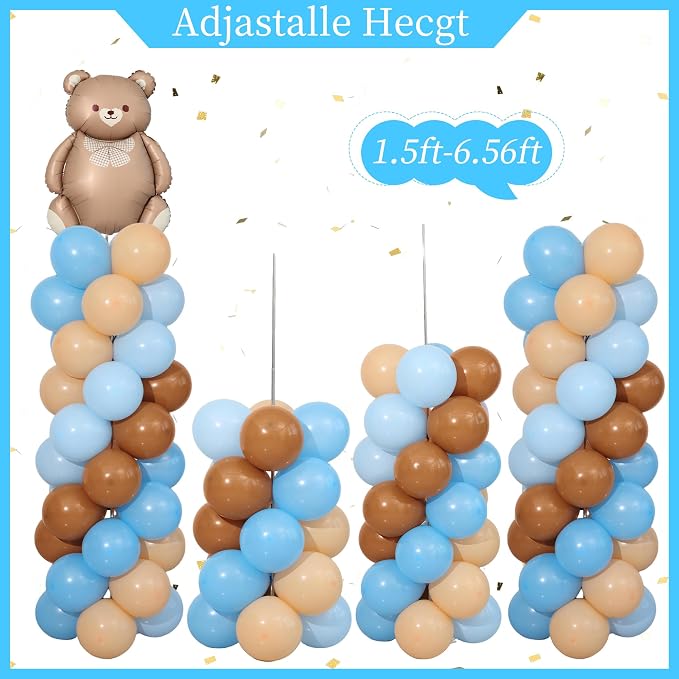 Blue and Brown Bear Balloon Column Stand Kit Set of 2, We Can Bearly Wait Baby - Image 6