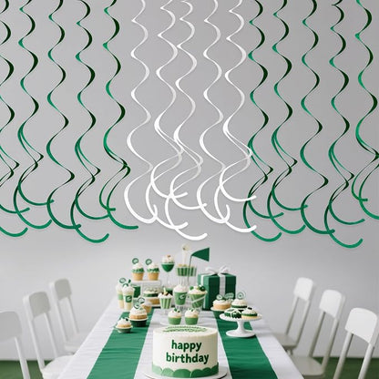 36 Pcs Green White Hanging Swirl Decorations Felt Swirl Streamer Spiral Ceiling - Image 5