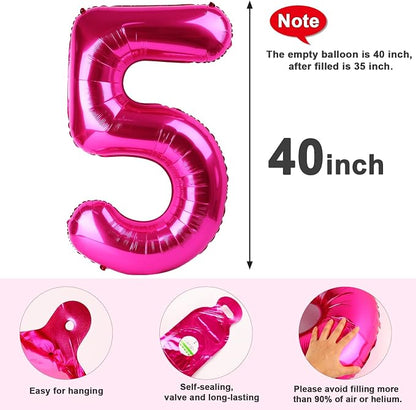 5 Balloon Number 40 Inch Hot Pink Balloons - Image 6