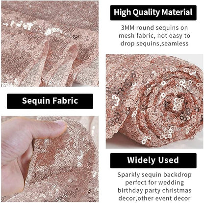 Hahuho Rose Gold Sequin Backdrop Curtain, Party Decoration（2 Panels, 2FT x 8FT - Image 3