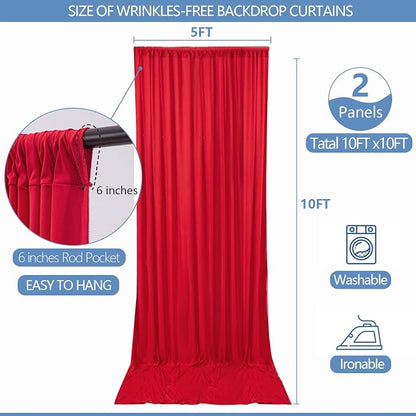 10x10ft Wrinkle Free Red Backdrop Curtain - Image 5