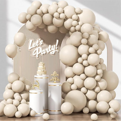 Awenztech 122pcs White Sand Balloons 18 12 10 5 inch Different Sizes Beige by Awenztech