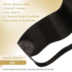 Ve Sunny Hair Extensions Ponytail Real Human Hair 80G Wrap Around Clip in Ponytail Hair Extensions Straight Extensions Human Hair for Women Brunette Dark Brown 14inch