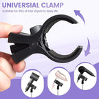 Adjustable Hair Dryer Stand, 29-59 Inch Hair Dryer Holder with Tripod and Universal Clip, 360-Degree Rotating Blow Dryer Stand for Bathroom, Vanity, Makeup Room