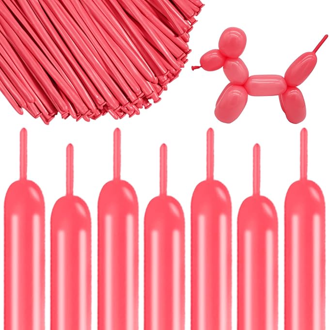 260 Long Balloons 100 Pack Pastel Red Twisting Animal Balloons Thickening Latex by ASIYUHY