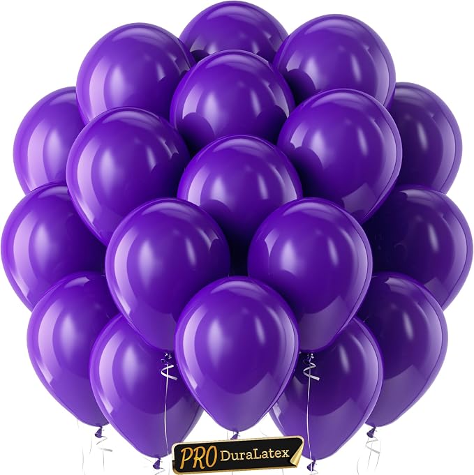 Pro Duralatex Dark Purple Extra-Thick Balloons 120 Pack 10 inch | Matte Dark by Bezente