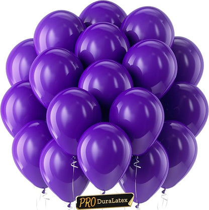 Pro Duralatex Dark Purple Extra-Thick Balloons 120 Pack 10 inch | Matte Dark by Bezente