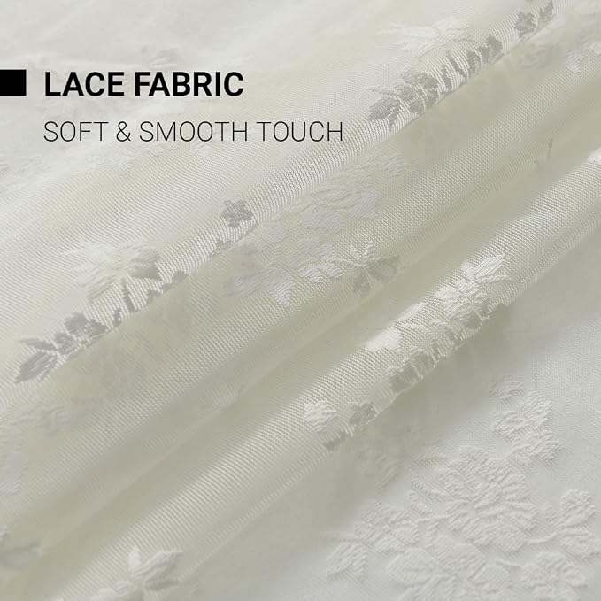 Kotile Vintage Ivory Lace Curtains - Image 9